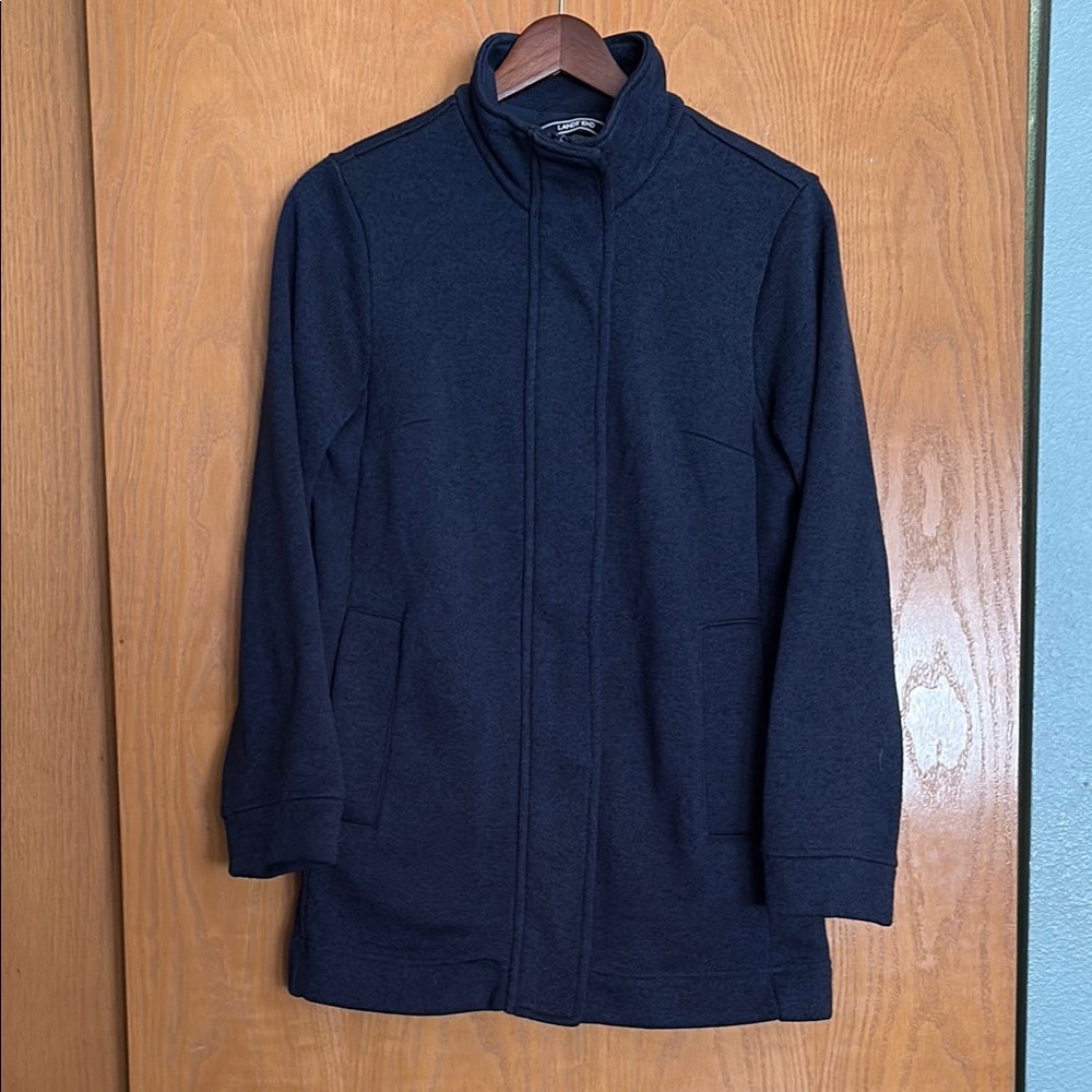 Lands' End Blue Bomber Jacket Sleek Design Casual Wear